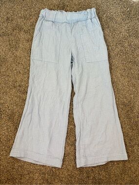 Womens BanJara Blue Flared Bottom Pants Size Medium Gauze Nautical Beachy